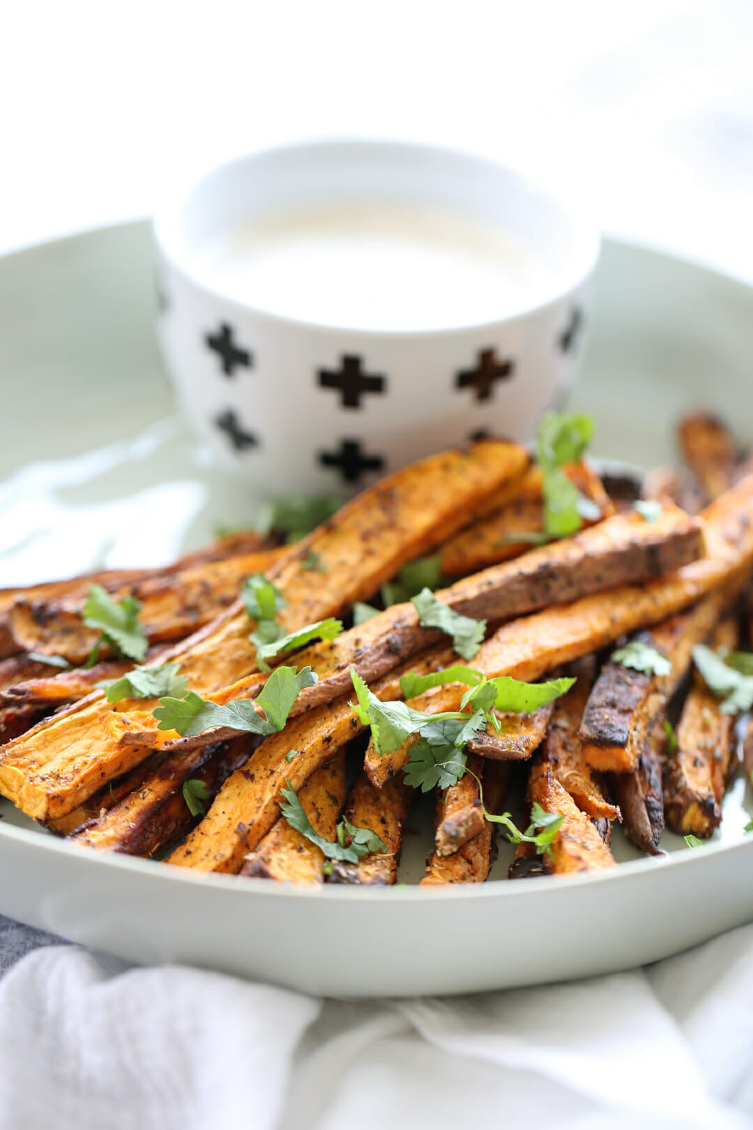 baked sweet potato fries on plate